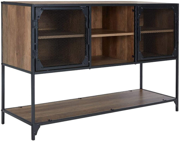 YOLENY Kitchen Buffet Floor Cabinet, Console Table with 6 Cupboard, 1 Large Sized Displaying Shelves and 1 Spacious Desk Top, for Dining Room Living Room Entry Bedroom