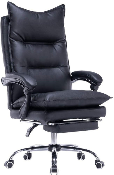 YOLENY High Back Office Chair PU Leather Executive Desk Chair Adjustable Ergonomic Swivel Task Chair with Padded Armrests and Foot Rest