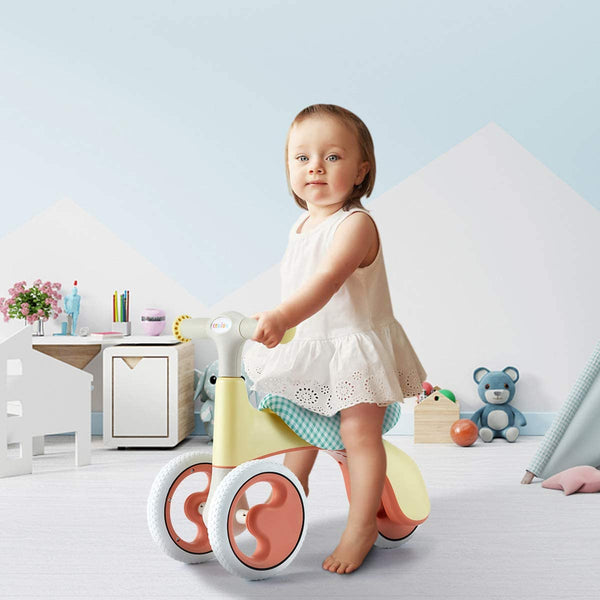 YOLENY Baby Balance Bike Adjustable Baby Bicycle for 1 Year Old Toddler Bike Riding Toys for Boys Girls No Pedal 4 Training Wheels Birthday Gift