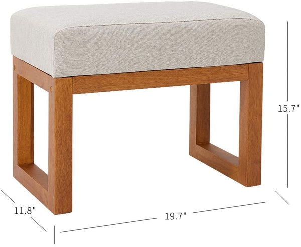 YOLENY Rocking Chair Mid Century Accent Chair Glider Rocker with Ottoman High Back Linen Armchair, Beige