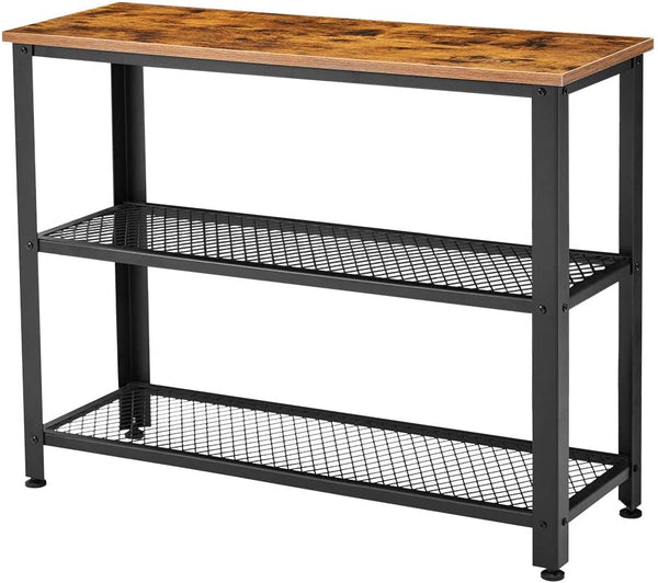 YOLENY Console Table 3 Layer Wooden Entryway Storage Table Sofa Table with Metal Frame for Living Room, Hallway