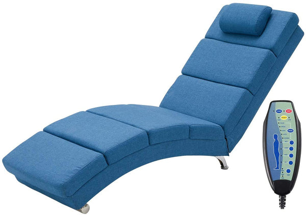 YOLENY Massage Chaise Lounge Electric Heated Recliner Modern Ergonomic Long Chair for Office or Living Room, Linen