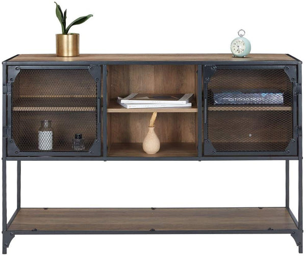 YOLENY Kitchen Buffet Floor Cabinet, Console Table with 6 Cupboard, 1 Large Sized Displaying Shelves and 1 Spacious Desk Top, for Dining Room Living Room Entry Bedroom