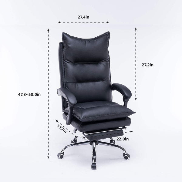 YOLENY High Back Office Chair PU Leather Executive Desk Chair Adjustable Ergonomic Swivel Task Chair with Padded Armrests and Foot Rest