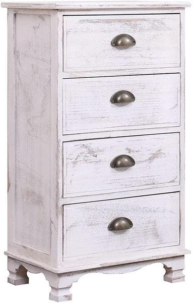YOLENY 4 Drawer Dresser Solid Wood Dresser Chest Without Assembly Vertical Storage Organizer Unit for Bedroom, Living Room, Hallway, Matte White