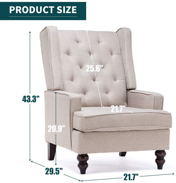 YOLENY Mid Century Rocking Chair with Two Sets of Legs Linen Fabric Glider Rocker Chair with Padded Seat Upholstered Single Sofa Accent Chair for Living Room, Bedroom
