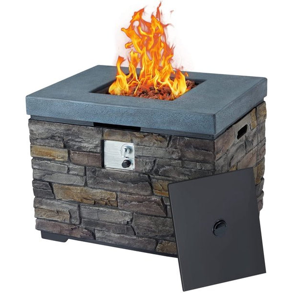 Yoleny 32" Gas Fire Pit Table, Outdoor Fire Pits, Auto-Ignition Fire Table 50000 BTU with Waterproof Cover and Lava Rocks, CSA Approved, for Patio, Backyard, Garden