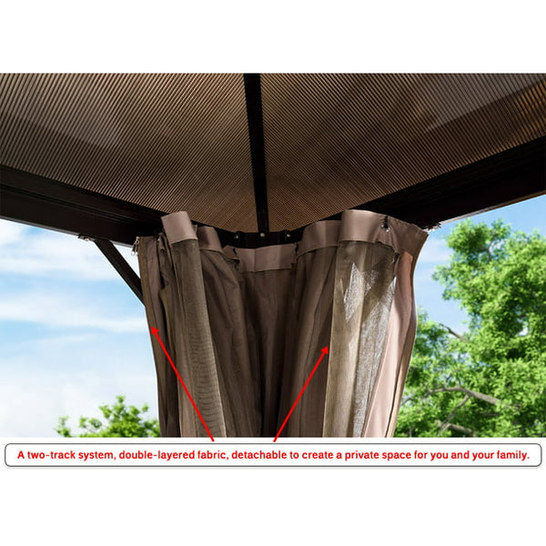 Erommy New Outdoor Hardtop Gazebo Canopy Curtains Aluminum Furniture with Netting for Garden,Patio,Lawns,Parties (10'×13')
