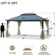 Yoleny 12' x 16' Hardtop Gazebo with Curtains and Netting - Metal Gazebo Aluminum Composite Double Roof for Patio, Backyard, Outdoor and Lawn