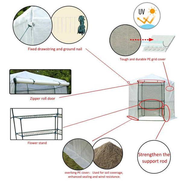 Erommy 7.5FT Portable Greenhouse Walk-in Green House Kit,Plant Hot House for Outdoor