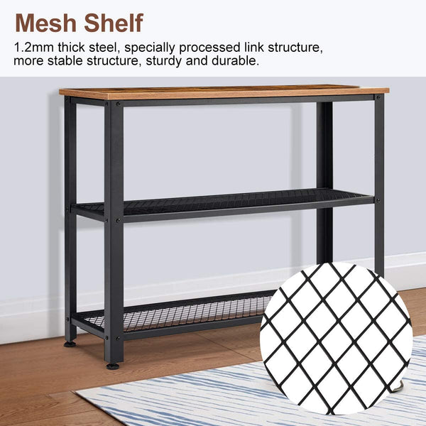 YOLENY Console Table 3 Layer Wooden Entryway Storage Table Sofa Table with Metal Frame for Living Room, Hallway