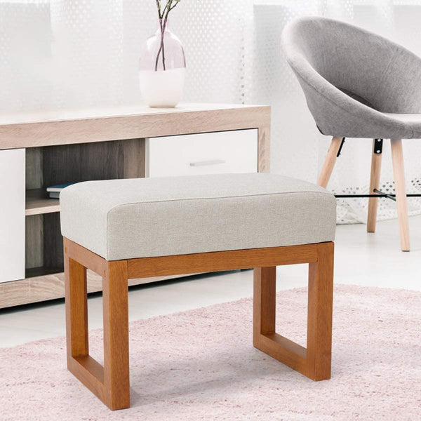 YOLENY Rocking Chair Mid Century Accent Chair Glider Rocker with Ottoman High Back Linen Armchair, Beige