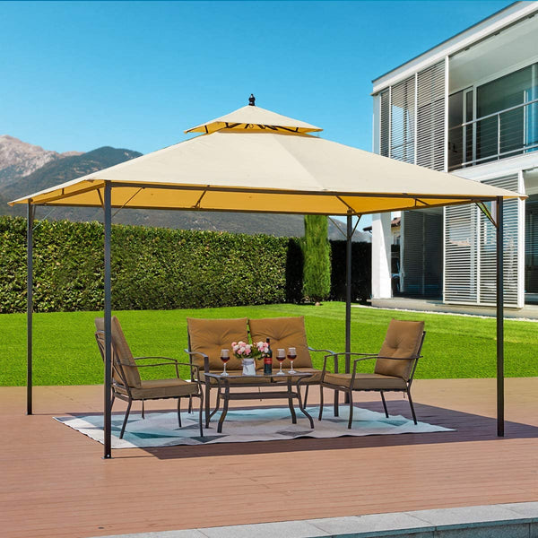 YOLENY 10x12 FT Canopy Gazebo Outdoor Steel Frame Gazebo with Vented Soft Top for Backyard,Patio,Party,Event