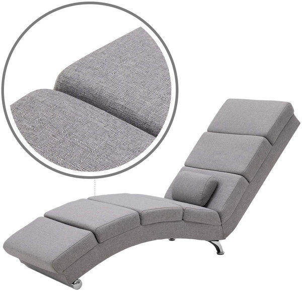 YOLENY Massage Chaise Lounge Electric Heated Recliner Modern Ergonomic Long Chair for Office or Living Room, Linen
