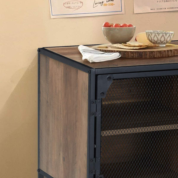 YOLENY Kitchen Buffet Floor Cabinet, Console Table with 6 Cupboard, 1 Large Sized Displaying Shelves and 1 Spacious Desk Top, for Dining Room Living Room Entry Bedroom