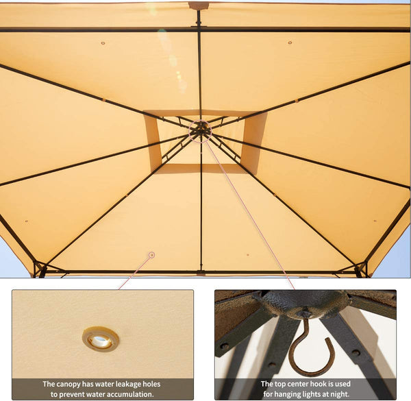 YOLENY 10x12 FT Canopy Gazebo Outdoor Steel Frame Gazebo with Vented Soft Top for Backyard,Patio,Party,Event