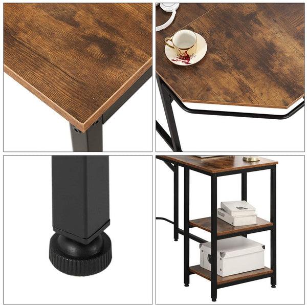 YOLENY L-Shaped Computer Desk Space-Saving Corner Desk Writing Table with Storage Shelves Home Office Desk Study Workstation