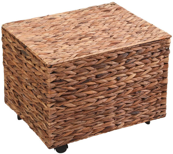 YOLENY Rattan Wicker Basket Storage Tower Water Hyacinth Storage Tower Beside Table Storage Organizer End Table for Bathroom