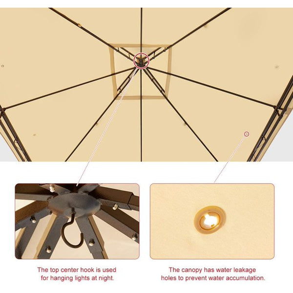 Erommy 10x12 FT Canopy Gazebo Outdoor Gazebo Steel Frame with Vented Soft Top for Backyard,Patio,Party,Event (Beige)