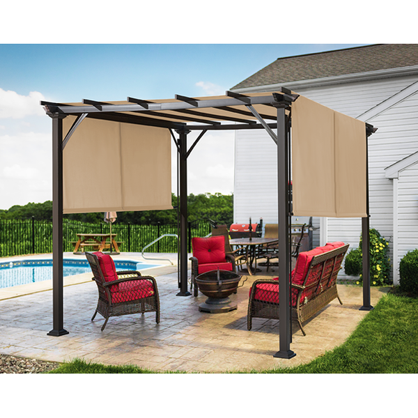 Yoleny 10' x 10' Outdoor Pergola, Gazebos for Patio, Outdoor Patio Steel Frame Pergola with Shade Canopy for Patio, Garden, Deck