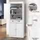 Mellcom 72” Freestanding Kitchen Pantry Storage Cabinets, Elegant Colonial Design Cupboard, White