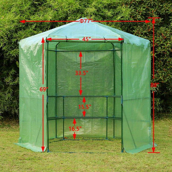 Erommy Portable Greenhouse 3-Tier Shelf Hexagonal Walk-in Green House Kit for Plant