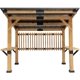 Yoleny Hardtop Gazebo 10' x 11' Outdoor Cedar Gazebo Patio Wood Pergola with Steel Hardtop and Bar Counters for Garden, Patio, Backyard
