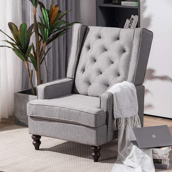 Yoleny Rocking Chair with Two Sets of Legs,Linen Fabric Glider Rocker Chair with Padded Seat,Upholstered Single Sofa, Gray
