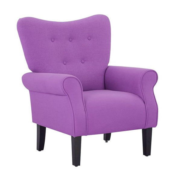 Mellcom Mid Century Wingback Arm Chair,High Back Accent Chair,Purple