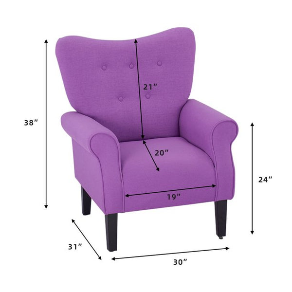 Mellcom Mid Century Wingback Arm Chair,High Back Accent Chair,Purple