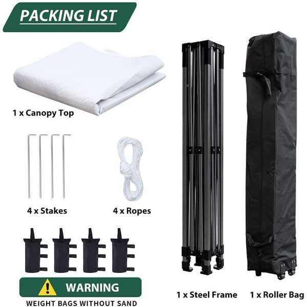 Erommy 10' x 15' Pop Up Canopy Tent, Commercial Instant Canopy with Roller Bag, Bonus, 4 Sand Bags, Outdoor Canopies for Festival, Event