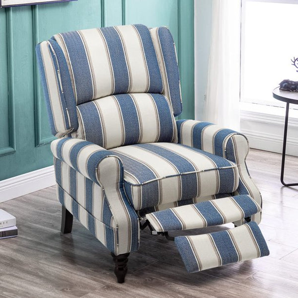Mellcom Fabric Wingback Recliner, Upholstered Push Back Armchair for Living Room Bedroom, Coastline Style