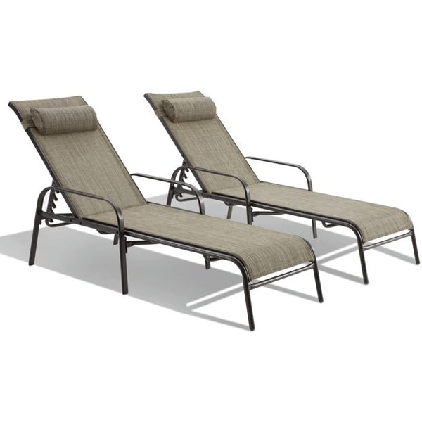 Yoleny Patio Chaise Lounges, Set of 2 Outdoor Lounge Chairs with Adjustable Backrest, All-Weather Textiline Recliner Chairs with Steel Frame and Ergonomic Armrest, for Patio Beach Yard Pool