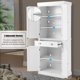 Mellcom 72” Freestanding Kitchen Pantry Storage Cabinets, Elegant Colonial Design Cupboard, White