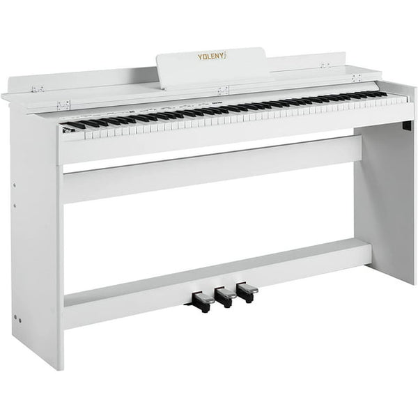 Yoleny 88 Key Weighted Digital Piano, Full-Size Responsive Hammer-Action Keyboard Electric Piano, Metal Pedal, 2x20w Speakers, for Beginners And Professionals, White