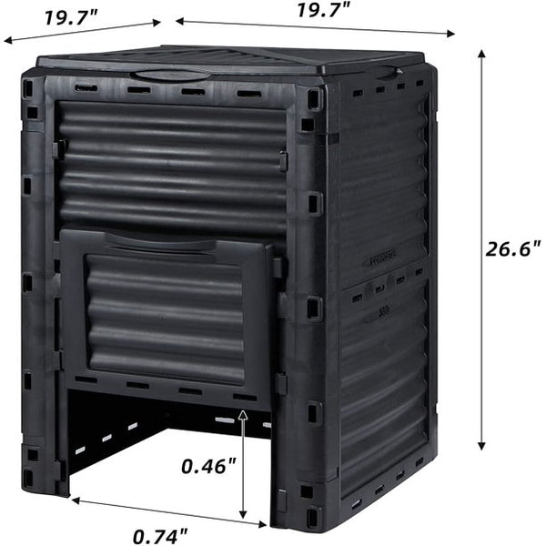 Yoleny Outdoor Compost Bin, 80 Gallon, BPA Free, UV Proof, All Season Large Composte Bin Outdoor Garden, Made of Recycled Black Plastic