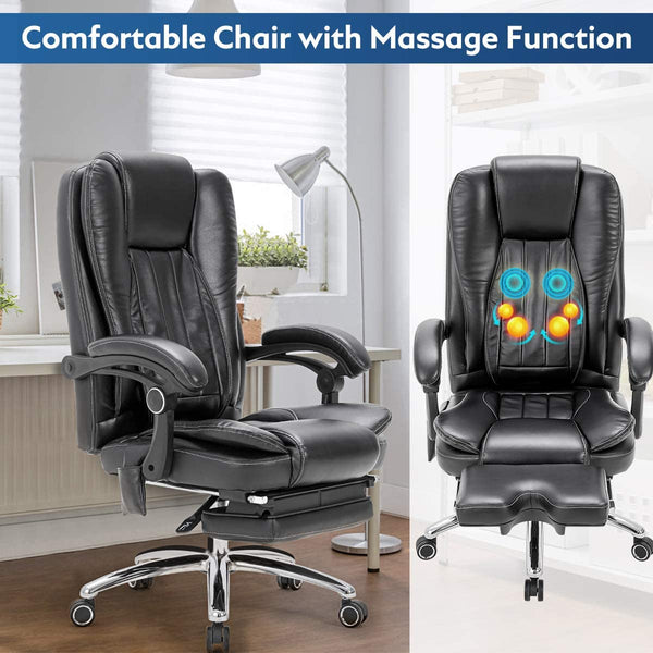 Mellcom Massage Office Chair Ergonomic Computer Chair,High Back Executive 3D Chair,Black