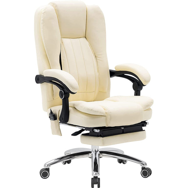 Mellcom Massage Office Chair Ergonomic Computer Chair,High Back Executive 3D Chair,White