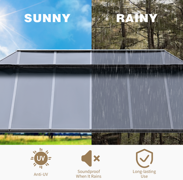 Mellcom 12x20FT Hardtop Gazebo Outdoor Aluminum Patio Gazebo with Double Roof for Patio Lawn and Garden