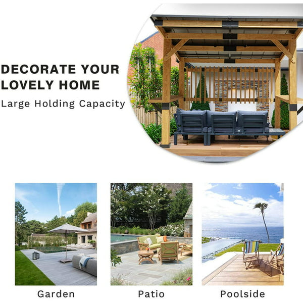 Erommy 10' x 11' Hardtop Cedar Wooden Gazebo Pergola, Brown