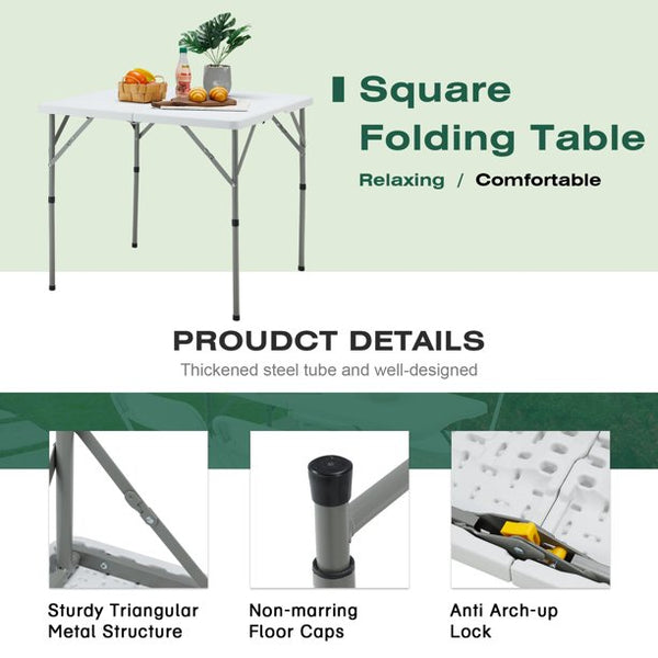 Yoleny Plastic Folding Table Set with 4 Folding Chairs, 4 Ft Picnic Table set, Portable and Lightweight, Suitable for Camping, Picnic, Party, Group Activity