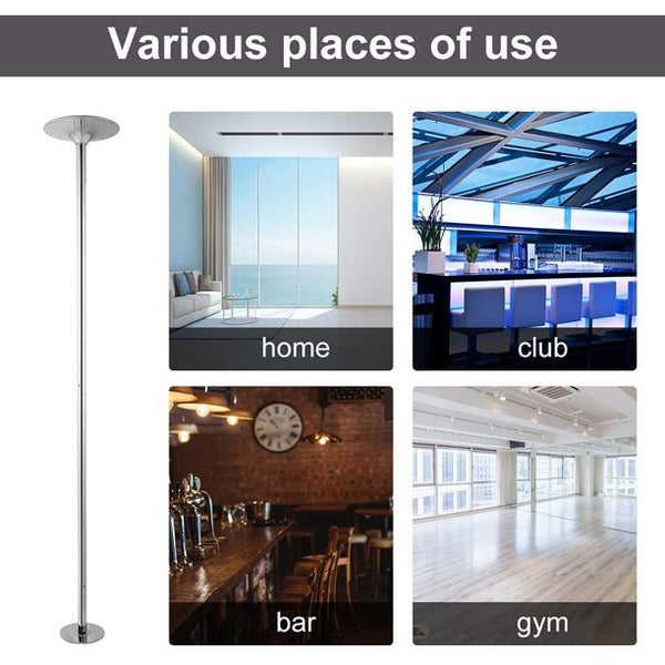 Yoleny Dance Pole for Home , Spinning Static Pole Kit with Adjustable Height for Club Gym Bar, Silver