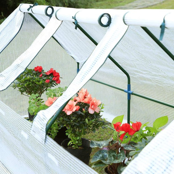 Erommy Portable Mini Greenhouse Outdoor Green Plant Hot House with Zipper Doors for Garden,Patio,Home,Backyard,White