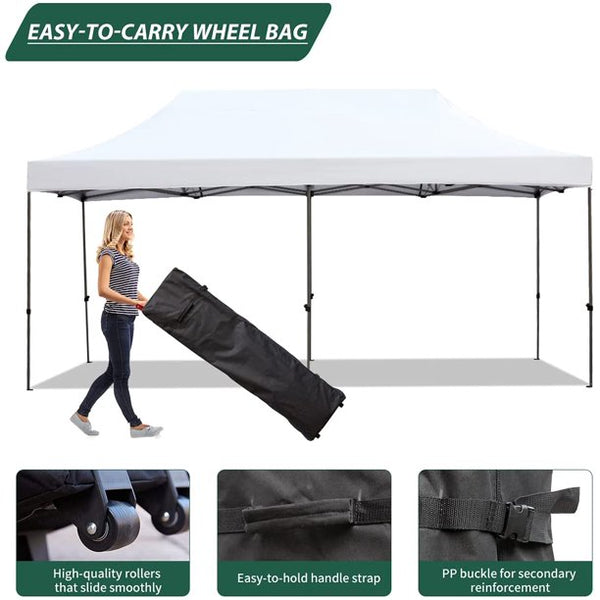 Yoleny 10' x 20' Pop Up Canopy Tent, Commercial Instant Canopy with Roller Bag, Outdoor Canopies for Festival, Event