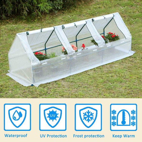 Erommy Portable Mini Greenhouse Outdoor Green Plant Hot House with Zipper Doors for Garden,Patio,Home,Backyard,White