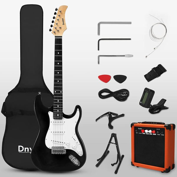 Yoleny 39 Inch Beginner Electric Guitar Kit with 20-Watt Amplifier, Bag, Stand, Tremolo Bar, Digital Tuner, Black
