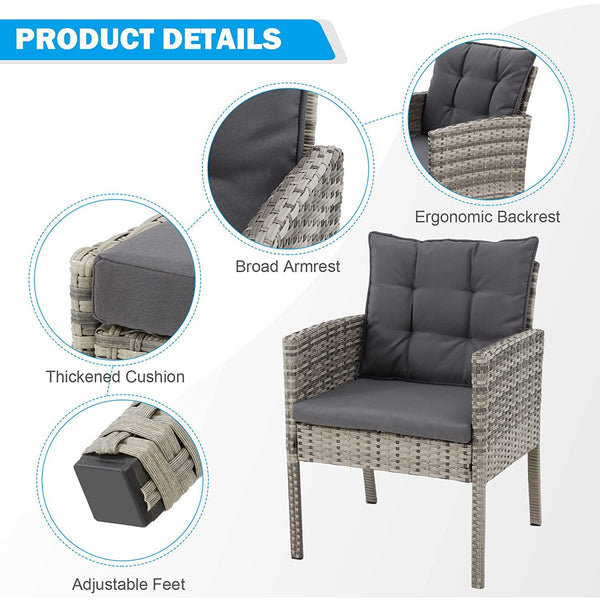 Erommy 7 Pieces Patio Dining Set Outdoor with Tempered Glass Table and 6 Foldable Chairs