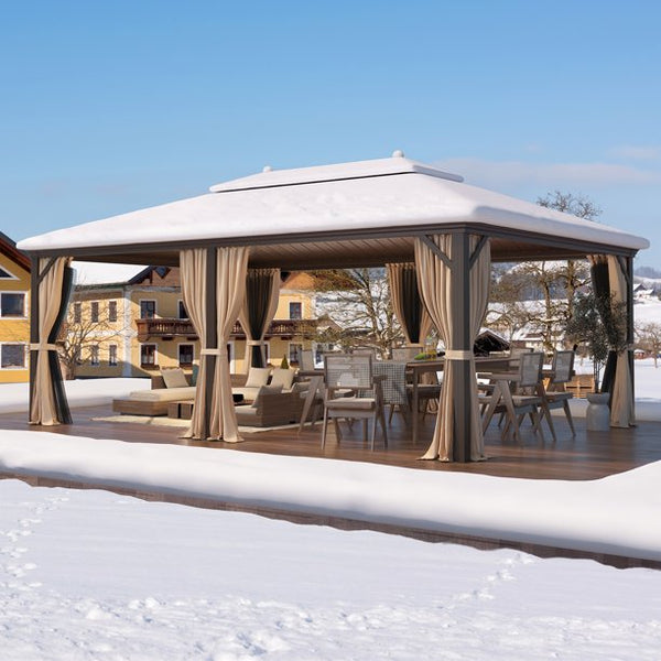 Hommow 14' X 20' Hardtop Gazebo Galvanized Steel Outdoor Canopy Aluminum Frame
