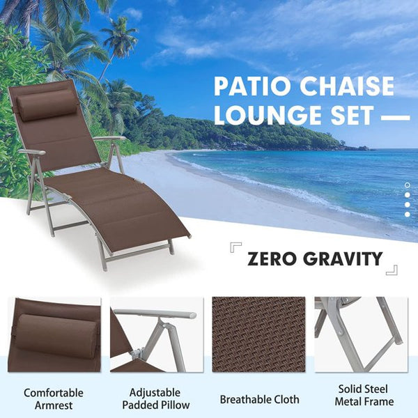 Yoleny Outdoor Zero Gravity Chaise Lounge Patio Chairs Adjustable Reclining Chair