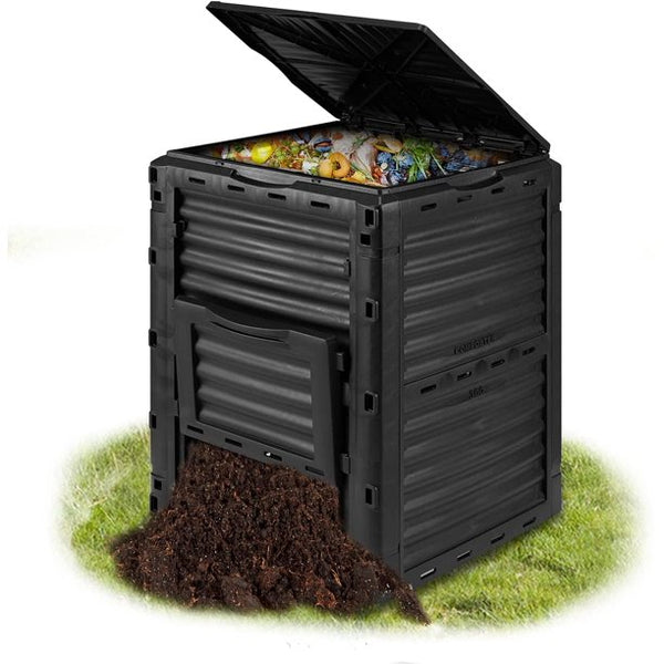 Yoleny Outdoor Compost Bin, 80 Gallon, BPA Free, UV Proof, All Season Large Composte Bin Outdoor Garden, Made of Recycled Black Plastic